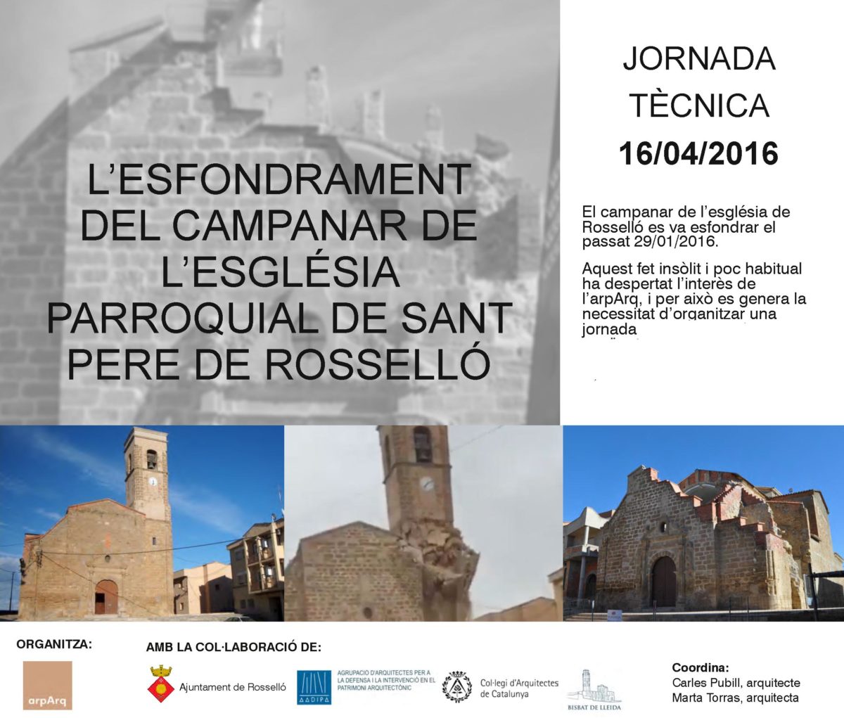 Jornada Tècnica: L’esfondrament del campanar de l’església parroquial de Sant Pere de Rosselló